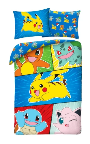 Pokemon Kids 12 biancheria da letto in cotone Halantex - 100% cotone, cerniera, peso 115 g/m²