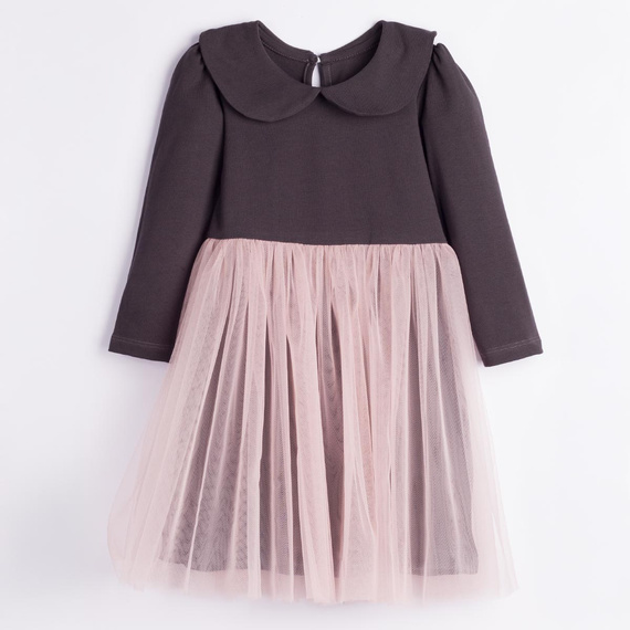 Vestito bambina Nicol Tosia 225166 in tulle grigio e rosa cipria