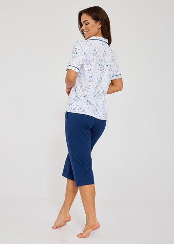 Cornette Yvonne 347/347 pigiama donna cotone fiori bottoni 3/4