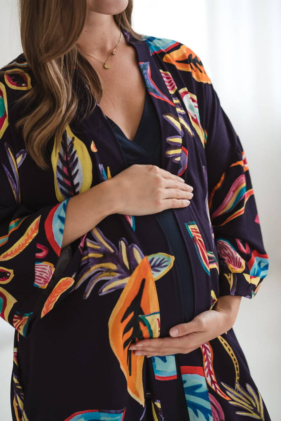 Tropical szlafrok bambusowy Milk&Love navy 