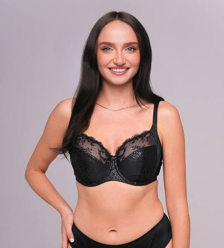 Reggiseno morbido 1130/4 Ava nero - pizzo, lucentezza delicata, senza balestrini laterali