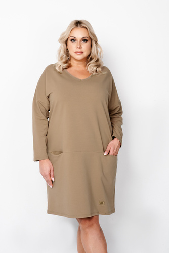 Tunica Karina da donna a maniche lunghe Moda Italiana - cammello
