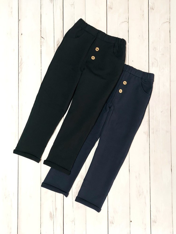 Adaś Bambarillo Pantaloni da Bambino in Cotone Blu con Bottoni