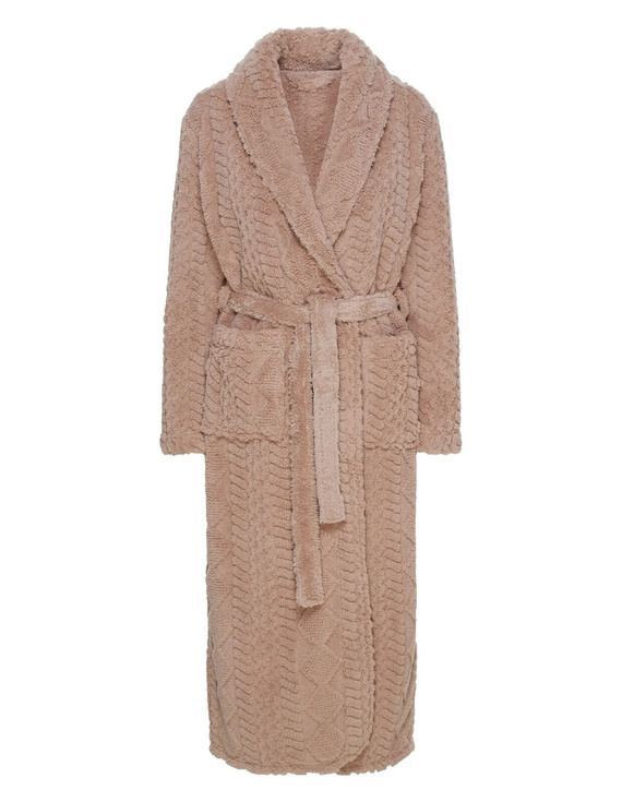 43599 Darlan Vestaglia da donna con cappuccio Henderson crema - morbida, leggera, prima del ginocchio
