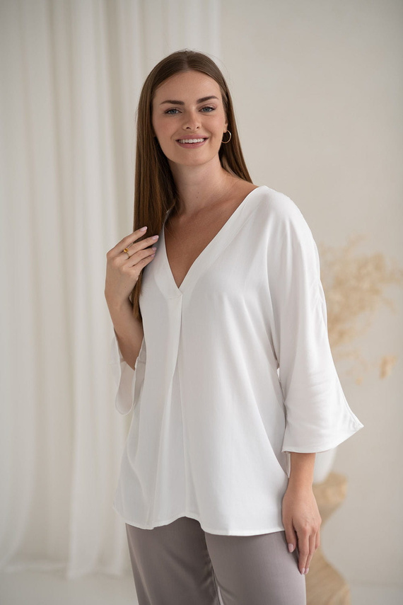 Mamafullness Camicetta maternità per l'allattamento Milk&Love bianco - viscosa, manica 3/4, oversize