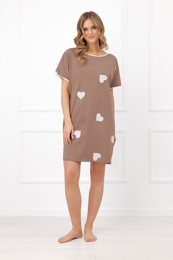 Italian Fashion Mila Camicia da notte Mega Soft manica corta cuori cotone