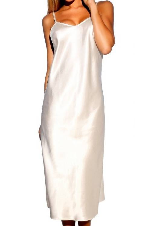 Argentina Kalimo - sottoveste donna in raso senza spalline, elegante camicia da notte midi, ecru