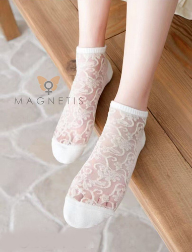 CC-251112 – fantasmini donna in cotone con rete floreale ecru