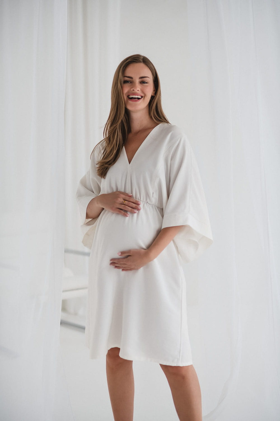 Mama Zen Milk&Love abito premaman e da allattamento color crema - kimono con cerniere, modal