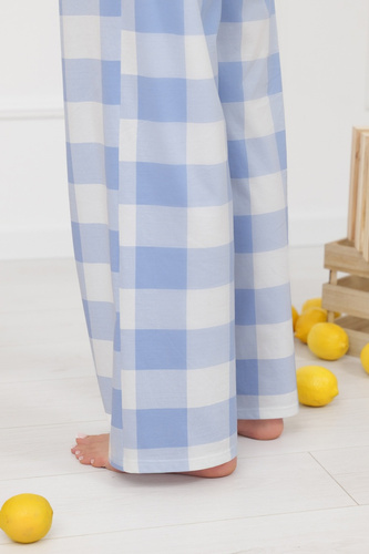 Pantaloni donna Mika Italian Fashion 100% cotone gamba larga quadri