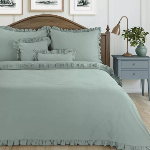 Biancheria da letto in cotone con volant Eurofirany 100% cotone con cerniera salvia