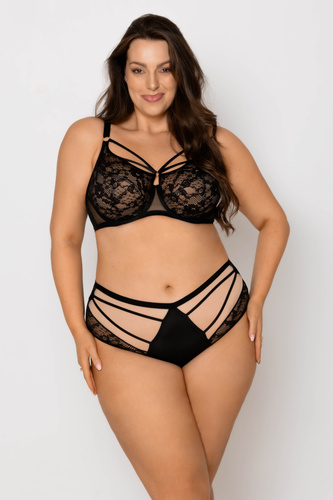 19252 Mediolano Spider Soft Bra - Sensuale, pizzo nero | Strisce decorative che formano una ragnatela | Ideale per seni grandi