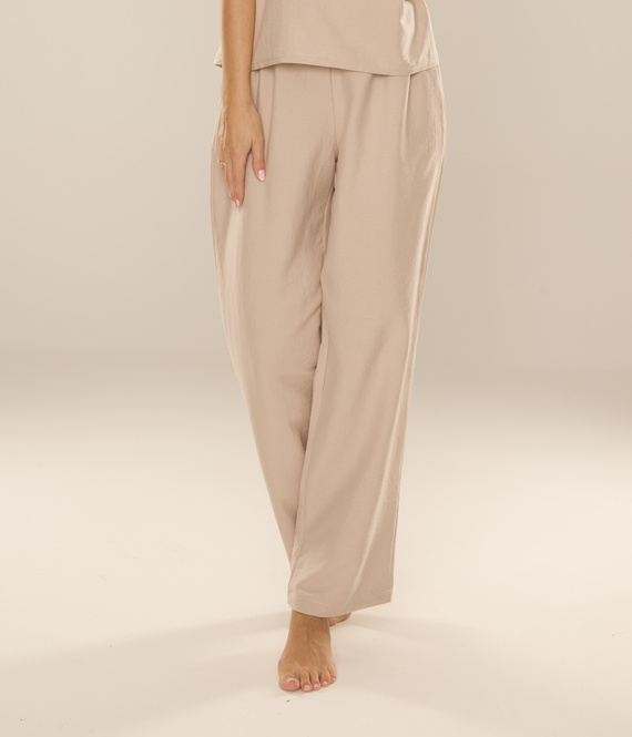 Pantaloni pigiama da donna Maeve 875 De Lafense - lunghi, tinta unita, con tasche - sabbia