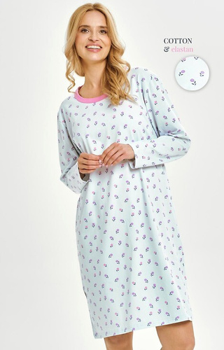 3447 Yolanda Camicia Taro donna - cotone con elastan, stampa floreale, manica lunga