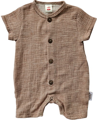 Baby Rampers Just Muslin 02235RL Makoma latte- mussola 100% cotone, manica corta