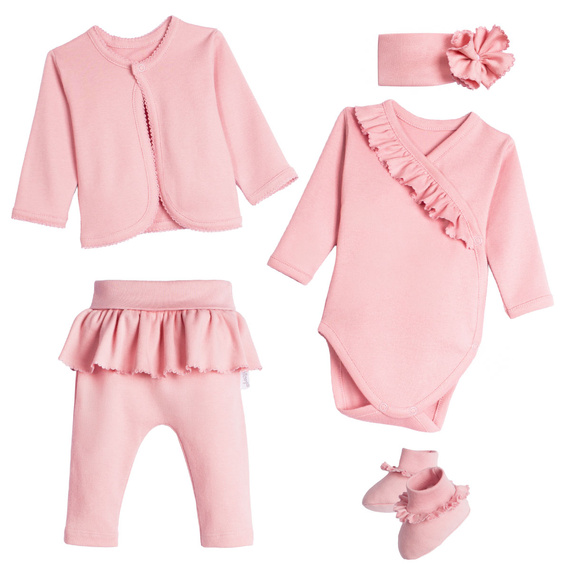 Komplet neonato Nicol 142106 5 pezzi 100% cotone rosa cipria