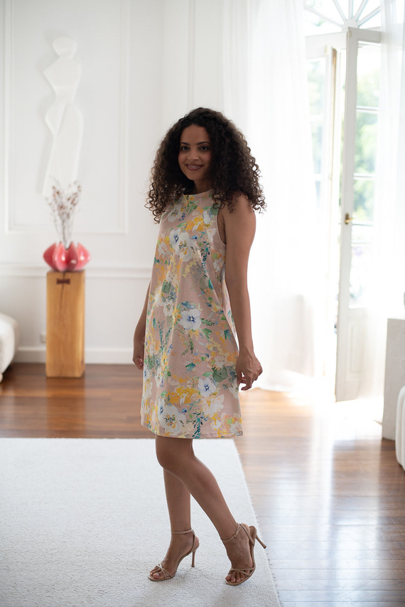 Mama MiA! Milk & Love Abito Premaman e per Allattamento in Cotone beige con fiori