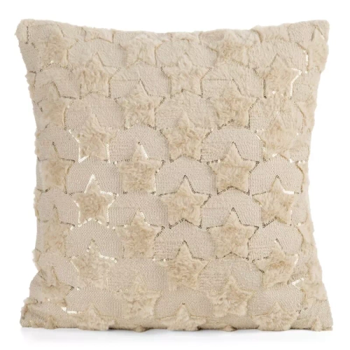 CHP308 Federa natalizia Eurofirany 45x45 con paillettes 3D stelle beige