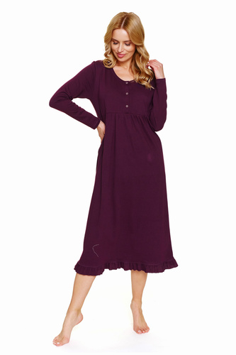 7318 Doctor Nap - Camicia da notte in cotone per gravidanza e allattamento - manifattura polacca - bordeaux