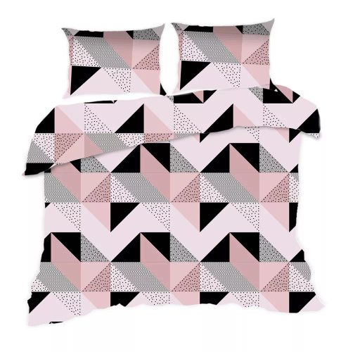 1840N Biancheria da letto in cotone Classic E24 Karo polvere geometrica nera - 100% cotone, resistente, colorata, set da 2 pezzi