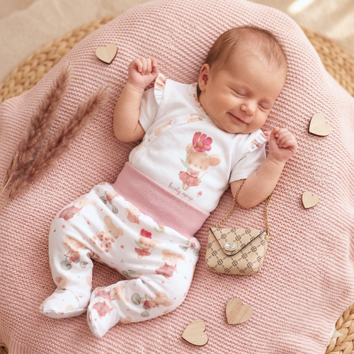 Body neonato Nini Little Mouse cotone biologico incrociato manica corta delicato