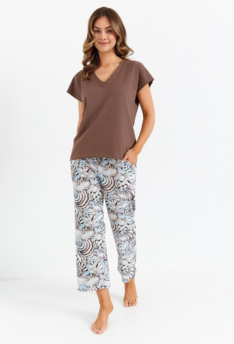485 Pigiama donna Cana cioccolato - cotone, due pezzi, elegante