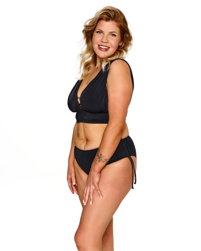 Slip bikini Lupoline Bahama nero con lacci regolabili