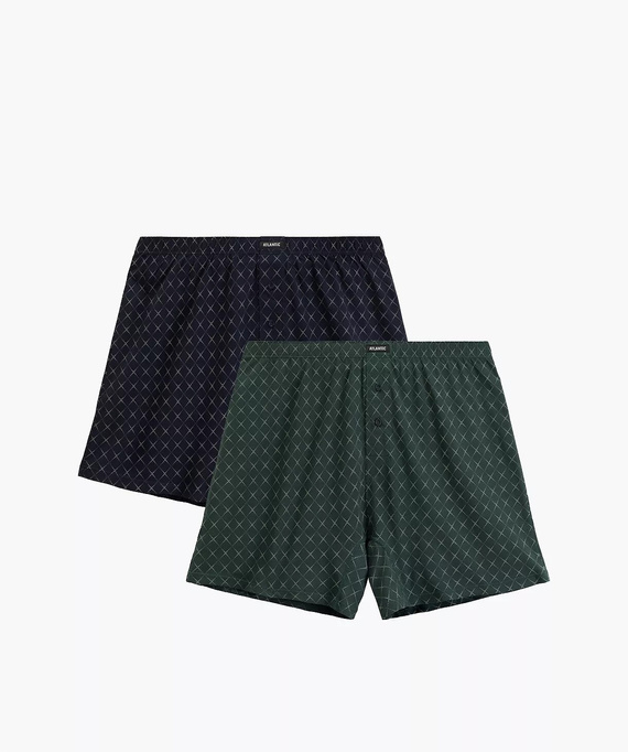 Boxer da uomo Atlantic 2MBX-077 in cotone verde marino - vestibilità ampia, confezione da 2 pz