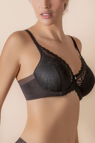 Reggiseno imbottito Mara Selene con ferretto e pizzo nero