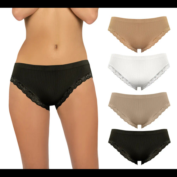 Slip donna Sesto Senso 6108 pizzo senza cuciture elastico comfort black