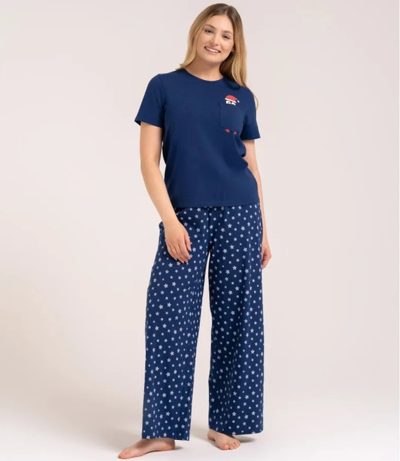 Moraj PDD4300-025 Pigiama Donna Blu Navy 95% Cotone Natalizia