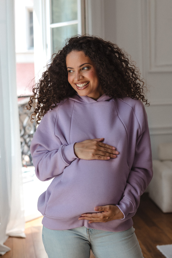 Felpa premaman e per allattamento Milk&love Motherhood oversize violetto tenue