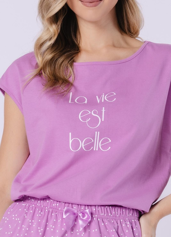 Rafaella Leveza 1715 viola - pigiama da donna in cotone con pantaloncini, leggero e confortevole