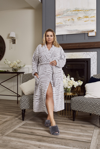 Asma Vestaglia da donna in pile Moda italiana - grigio