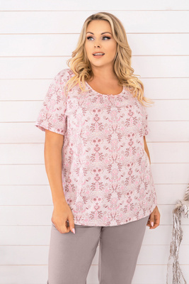 Kalmia Pigiama da donna manica corta, pantaloni 3/4 Stampa italiana