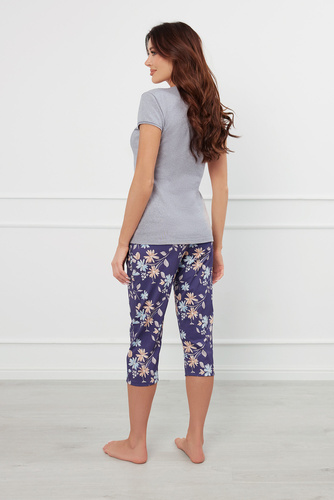 Pulia Pigiama Donna manica corta, pantaloni 3/4 Moda italiana - melange/stampa