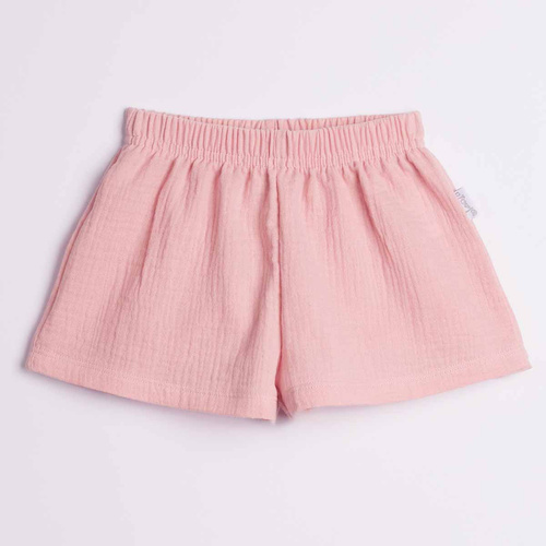 Shorts estivi da ragazza Nicol 224316 in mussola 100% cotone rosa