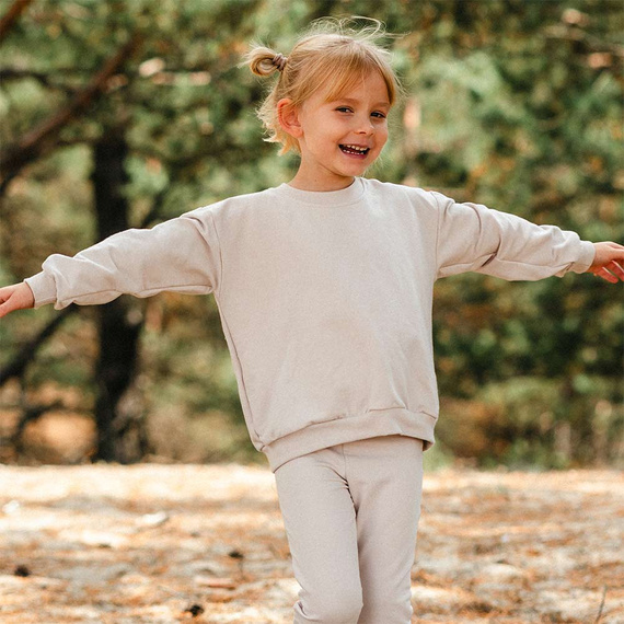 Simply Comfy Felpa per bambini Eevi - oversize, 100% cotone, beige
