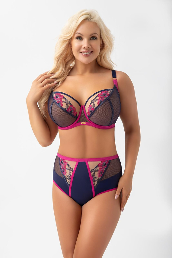 Gorsenia B022 Savina brasiliane da donna in tulle ricamato e microfibra con retro liscio