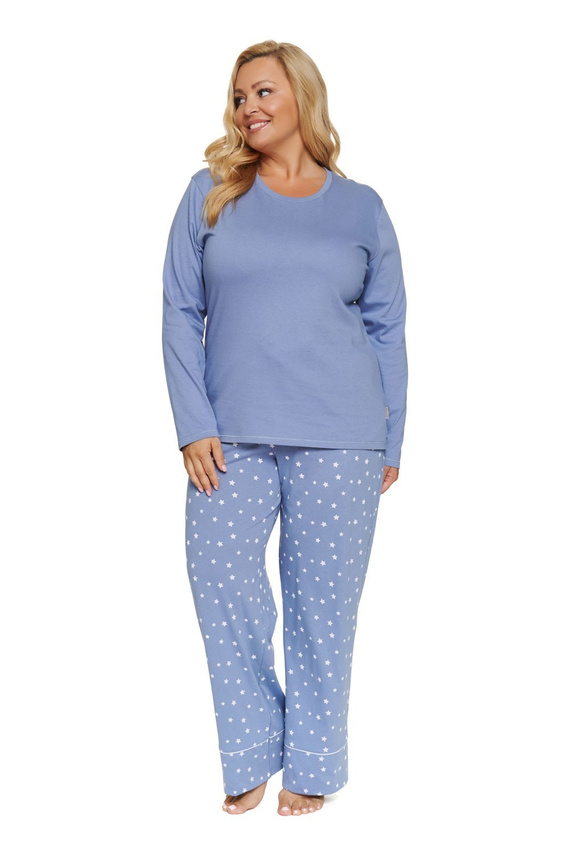 Pigiama donna Doctor Nap 7555 100% cotone blu pantaloni lunghi stelle