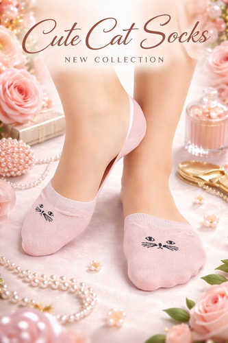 Ballerine ST115 calzini donna cotone gatto 3D antiscivolo