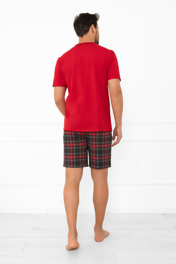 Rusoli pigiama uomo Moda Italiana rosso - cotone a quadri corto comodo