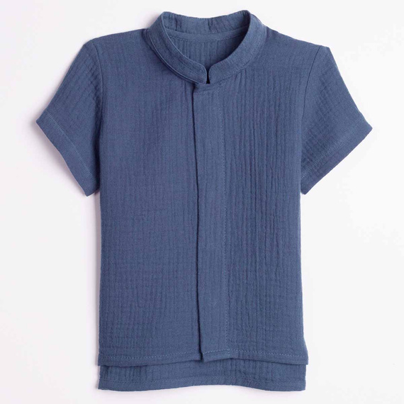 Camicia bambino Nicol 224353 mussola 100% cotone manica corta - blu navy