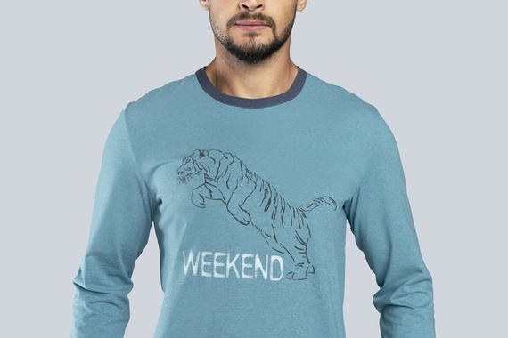 Lion Pigiama uomo a maniche lunghe, pantaloni Moda italiana - rosso/grafite