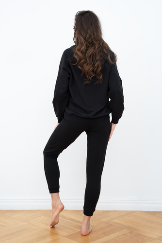 Parma Donna set manica lunga, pantaloni Moda Italiana - nero