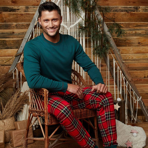 Narvik Pigiama da uomo a maniche lunghe, pantaloni lunghi Moda italiana - verde/stampa