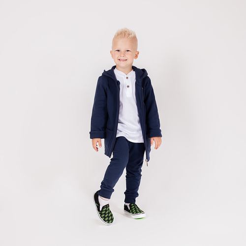 219288 Giacca felpata Willy Nicol per bambini - blu navy con cappuccio e orecchie