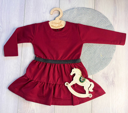 Abito Mamatti bambina in cotone SE04 Merry Christmas - marrone, manica lunga