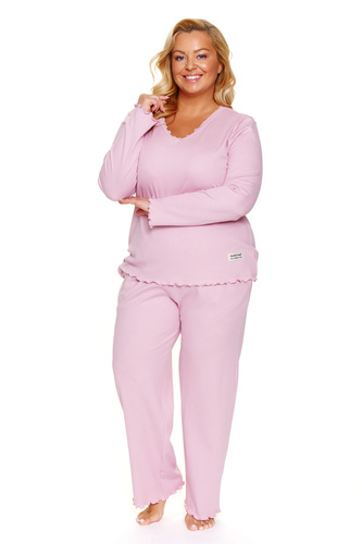 Doctor Nap 7326 - Pigiama donna plus size in cotone con bordi arricciati | 100% cotone, produzione polacca - papaya