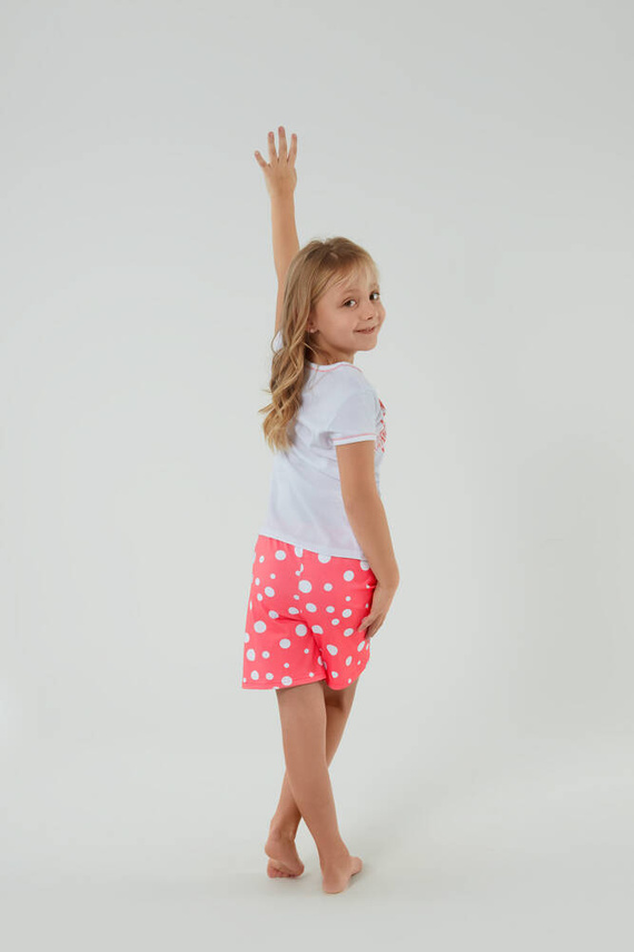 Pigiama da bambina Raba Italian Fashion - stampa bianca/raspberry